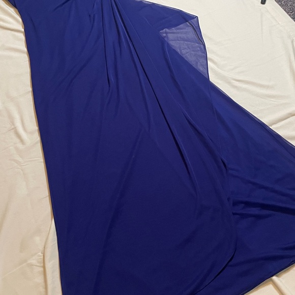 Xscape Royal Blue Asymmetrical Prom Gala Dress Gown - Picture 8 of 15